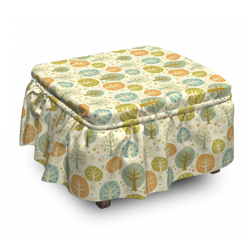 Housse pour repose-pieds coeurs et fleurs tree