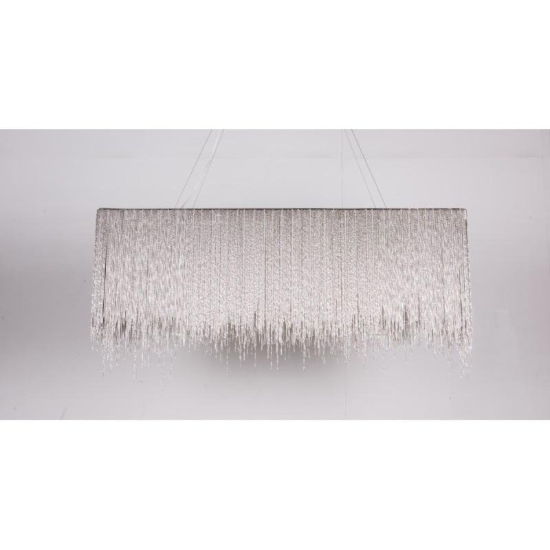 Lustre Alan Mizrahi FONTAINE RECT, 48” Length x 12” Wide x 20” Height, Chrome, Argent antique