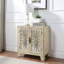 Console antique blanche antique avec portes en verre pour un décor sophistiqué