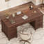 Bureau de direction 60 po avec tiroirs à dossiers, bureau de ferme avec station de charge et rangement-1167246611