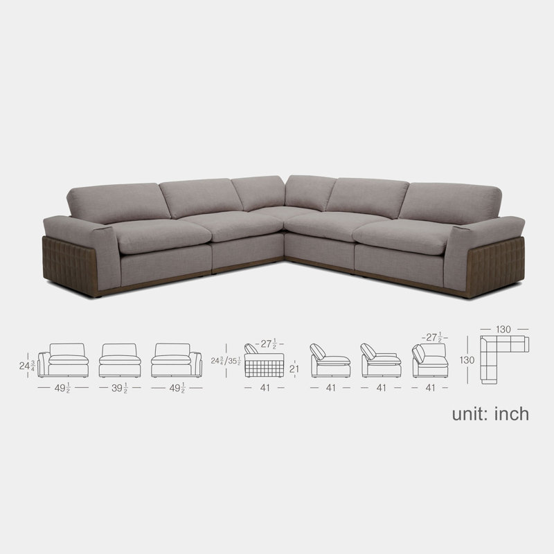 Canapé modulaire symétrique de 130 po de largeur Bonneval