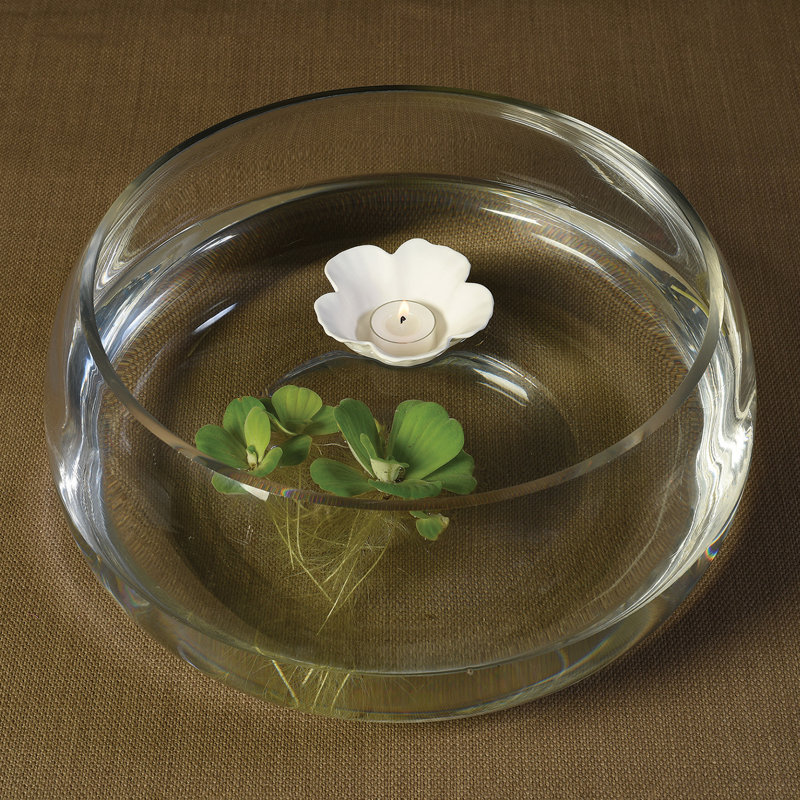 Porte-photophore en porcelaine de petite taille flottante hibiscus
