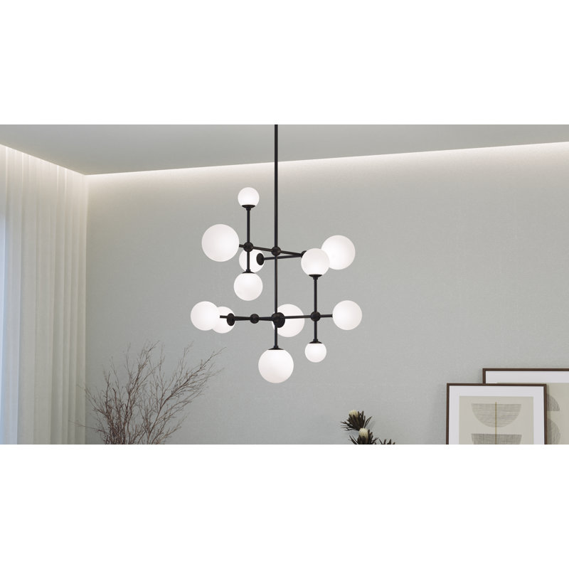 Lustre linéaire moderne à 3 lumières Sabon, Noir satiné