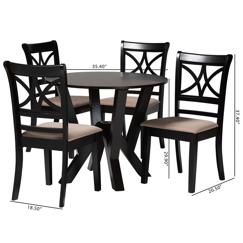 4 - Person Pedestal Dining Set, Beige/Dark Brown