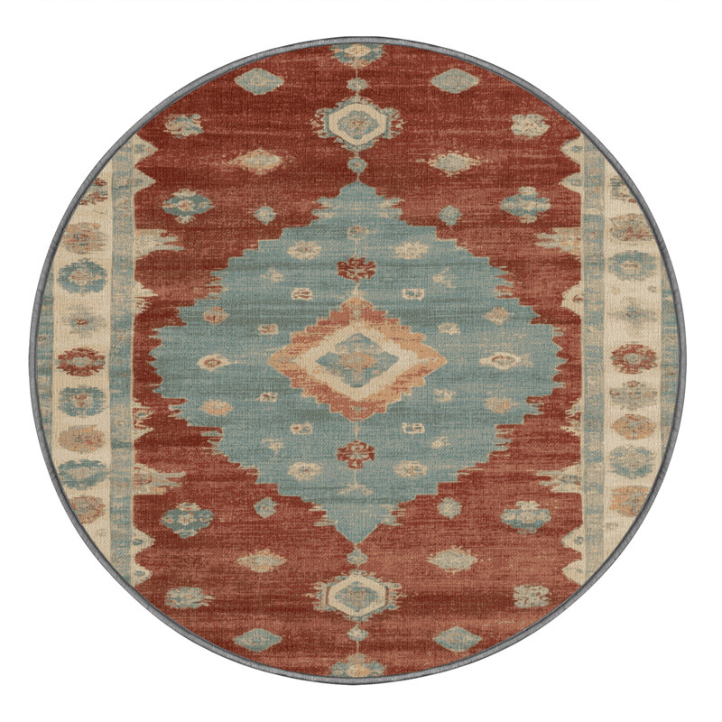 Tapis gris lavable à la machine, Rond 3 pi