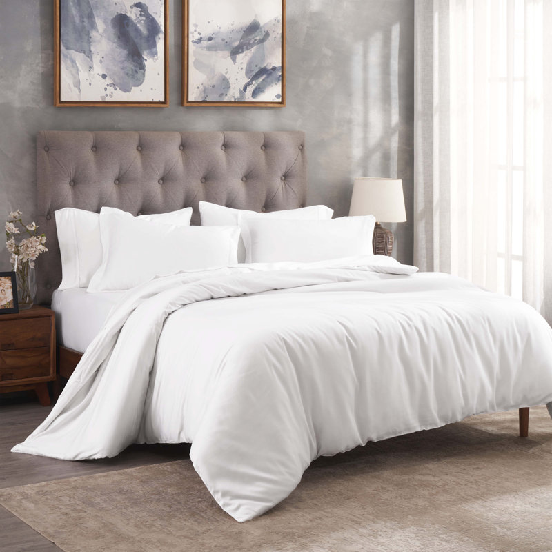 Ensemble de housse de couette 3 pièces Modal from Beechwood, Housse de couette double / grand et 2 taies décor, Blanc