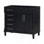 Meuble-lavabo de salle de bain 36 po sans lavabo, armoire de rangement autoportante avec 2 tiroirs et un tiroir basculant, meuble-lavabo avec cadre en bois massif seulement, tablette à hauteur réglable