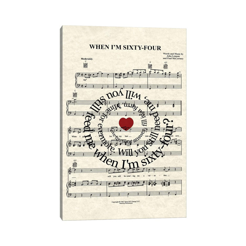 «When I'm Sixty Four», impression sur toile tendue, H 26 po x l 18 po x 1,5 po