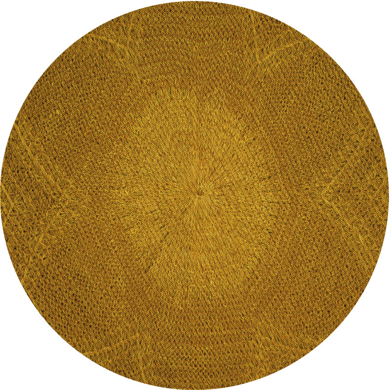 Tapis zone jaune en laine abstraite, Rond 5 pi