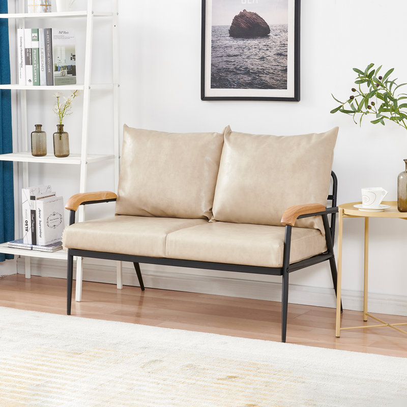Ukiah 2 Seater Faux Leather Sofa, Cream