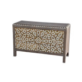 Commode décorative sculptée à la main Kingstowne, fabriquée en bois massif au fini brun, 47 x 18 x 30