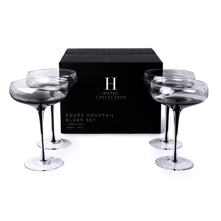 Smoke Stem Coupe Cocktail Glasses (Set of 4) Hotel Collection