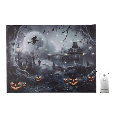 Battery-Operated Lighted Wall Art - Spooky Halloween Night