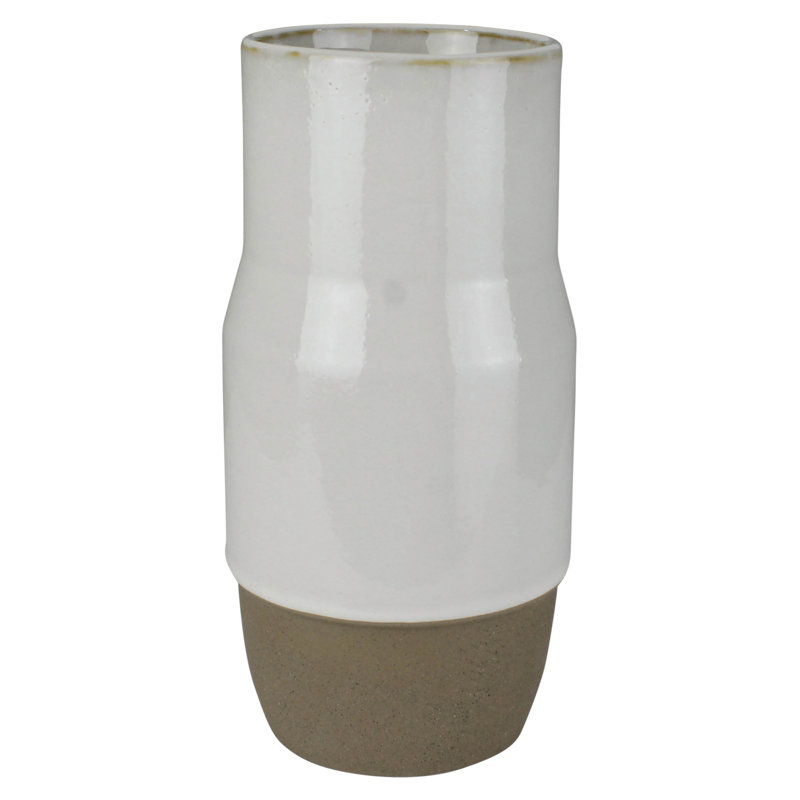 Kedans Ceramic / Porcelain Table Vase, White/Natural