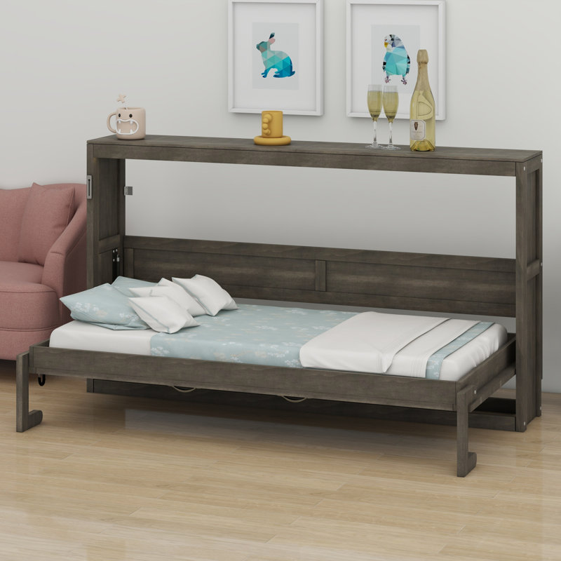 Armoire murale escamotable pliable avec lumière DEL, Brun