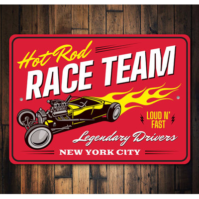 Hot Rod Race Team Garage Aluminum Sign