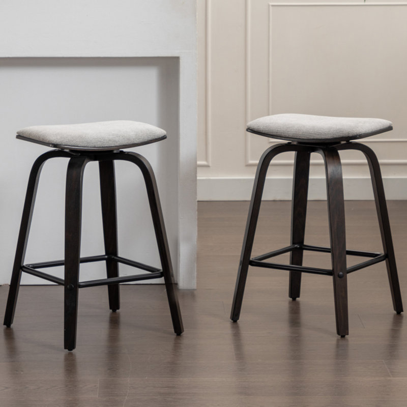 Kamerra Swivel Upholstered Counter Stool, Gray, Black