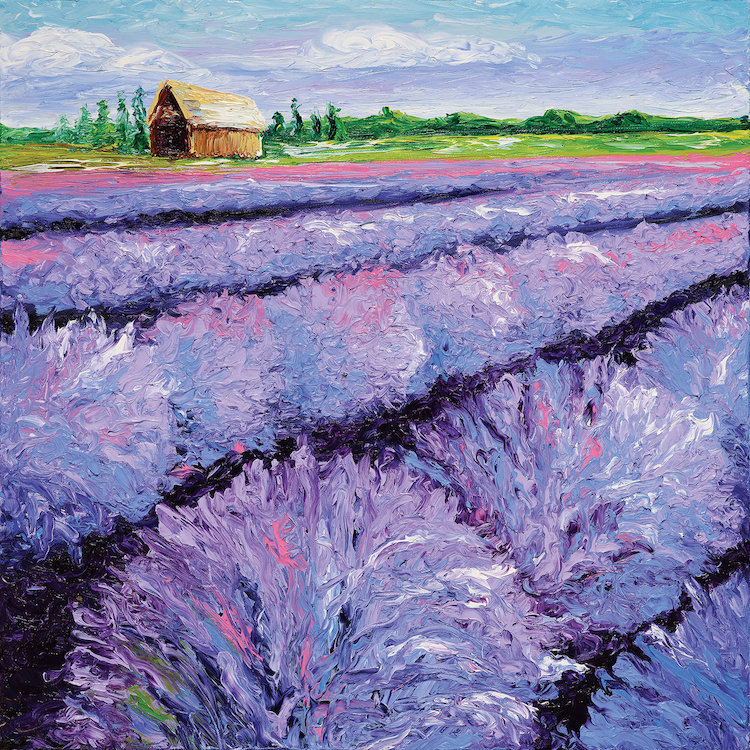 « lavande breeze », reproduction d’art sur toile tendue, H 37 po x l 37 po x P 1,5 po