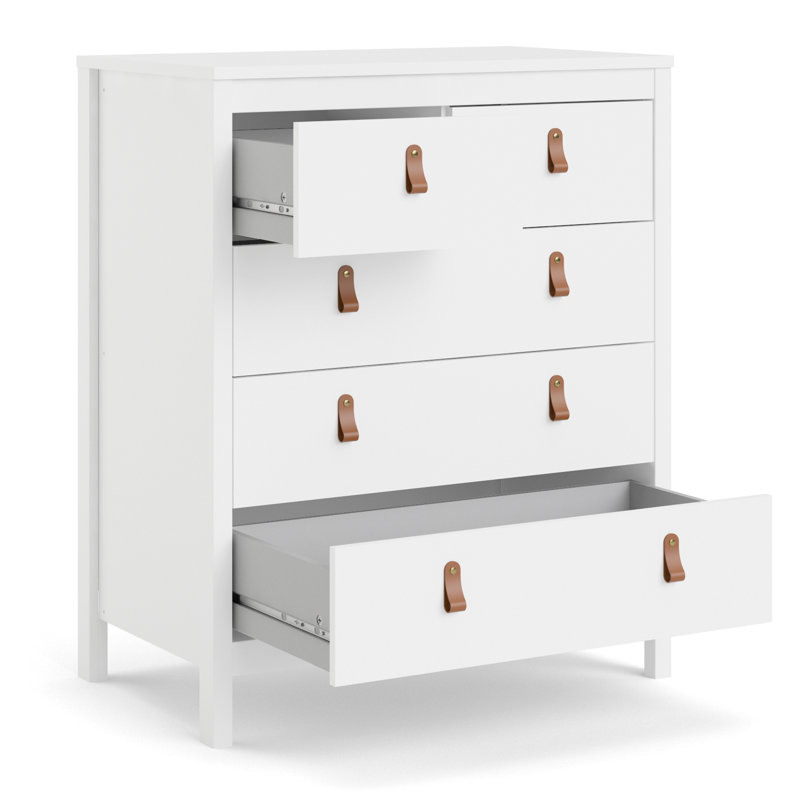 Commode 5 tiroirs Cotham, Blanc