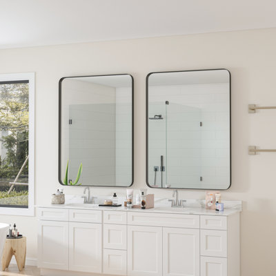Wall Mirror 36X36 Inch Square Mirror Metal Framed Mirror Square Vanity Mirror Dressing Mirror, For Bathroom, Living Room, Bedroom Wall Decor, Black