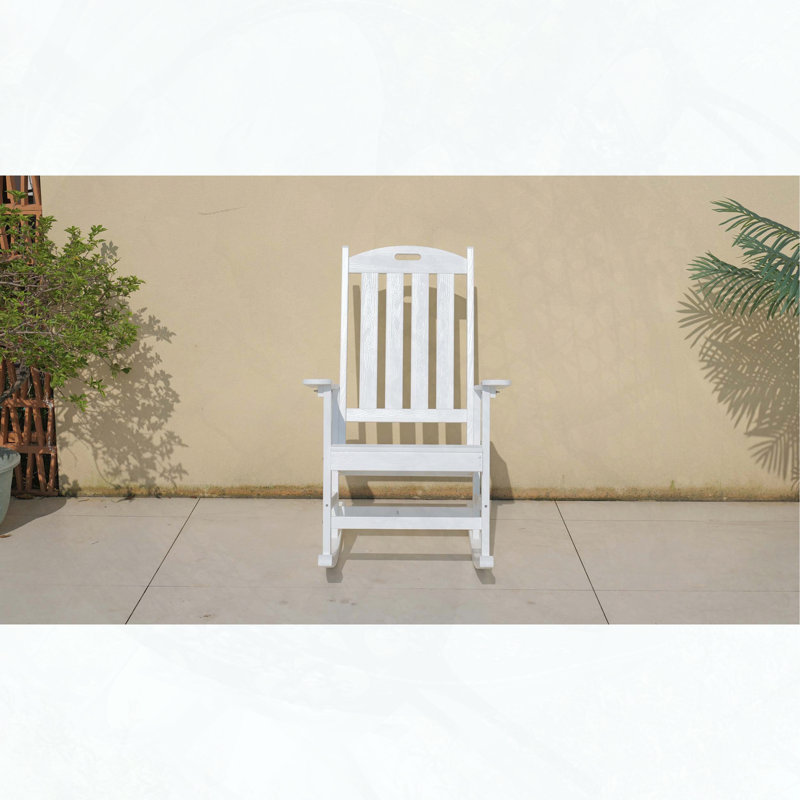 Classic HIPS Plastic Rocking Chair with Stainless Steel Hardware, White