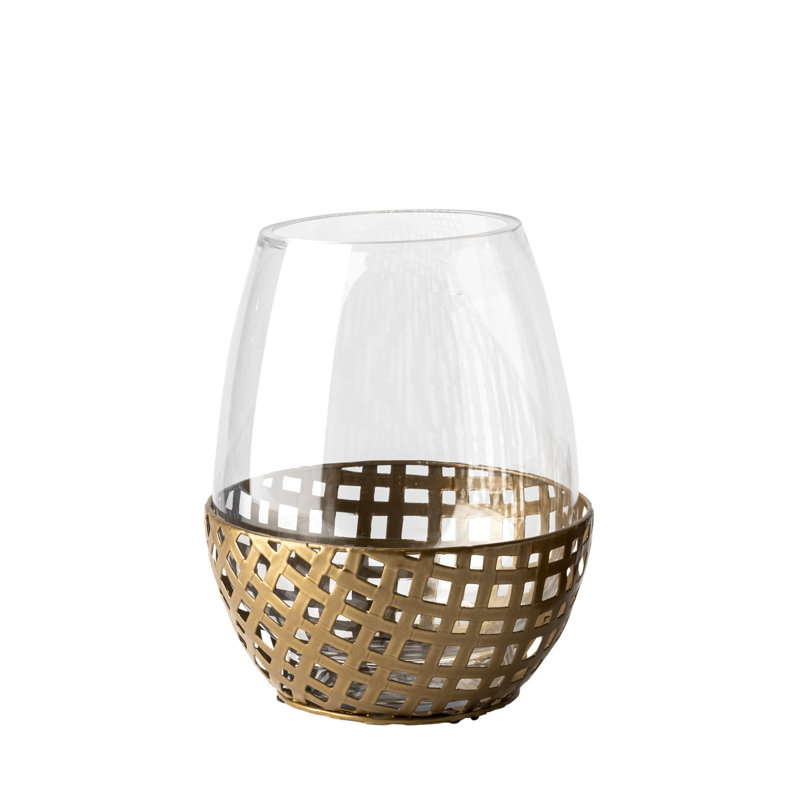 Porte-bougie ouragan en métal et verre 8 po