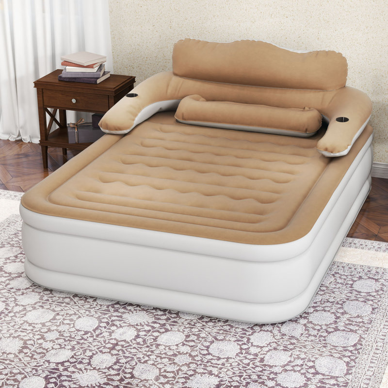 Matelas gonflable 18 po avec tête de lit Ivy Bronx, Brun, Grand lit
