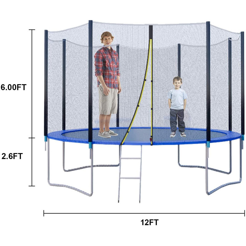 YAKEY Round Backyard Trampoline with Safety Enclosure