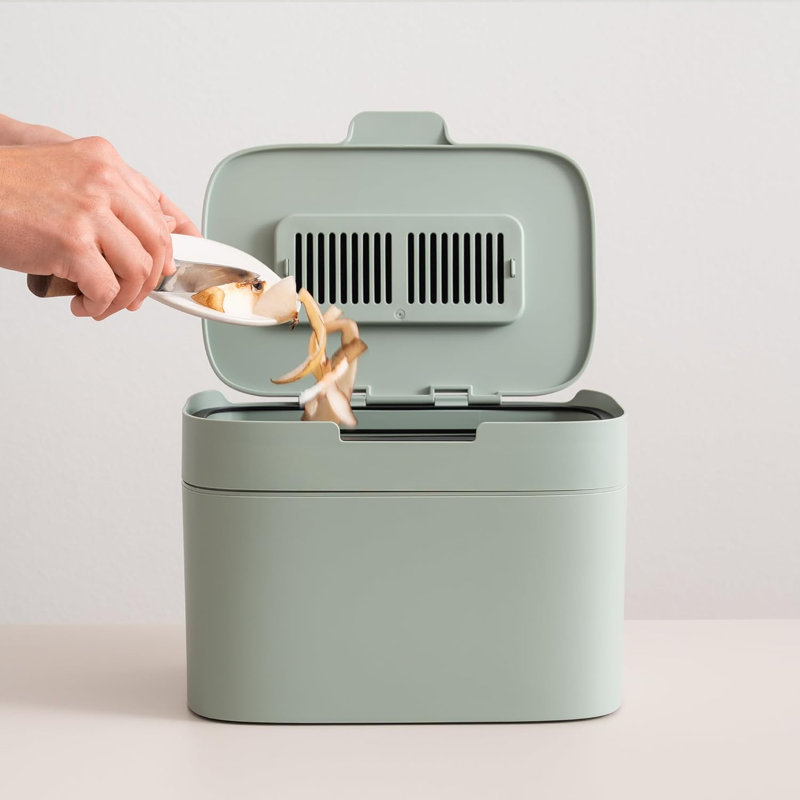 Bac à compost pour comptoir - Bac à déchets sans odeur 2,6 à 3 gallons avec filtre à charbon