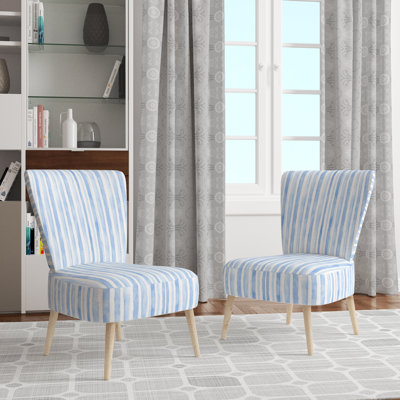 Chaise rembourrée Modern - Chaise d'appoint bleue à rayures bleues et blanches