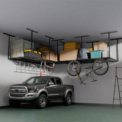 Adjustable Garage Ceiling Storage Rack, Heavy-Duty Overhead Organizer, 750LBS Capacity, 22"-40" Dropdown
