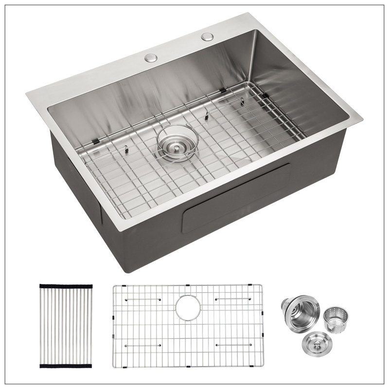 33X22x10"Drop-In Single Bowl Stainless Steel Kitchen Sink