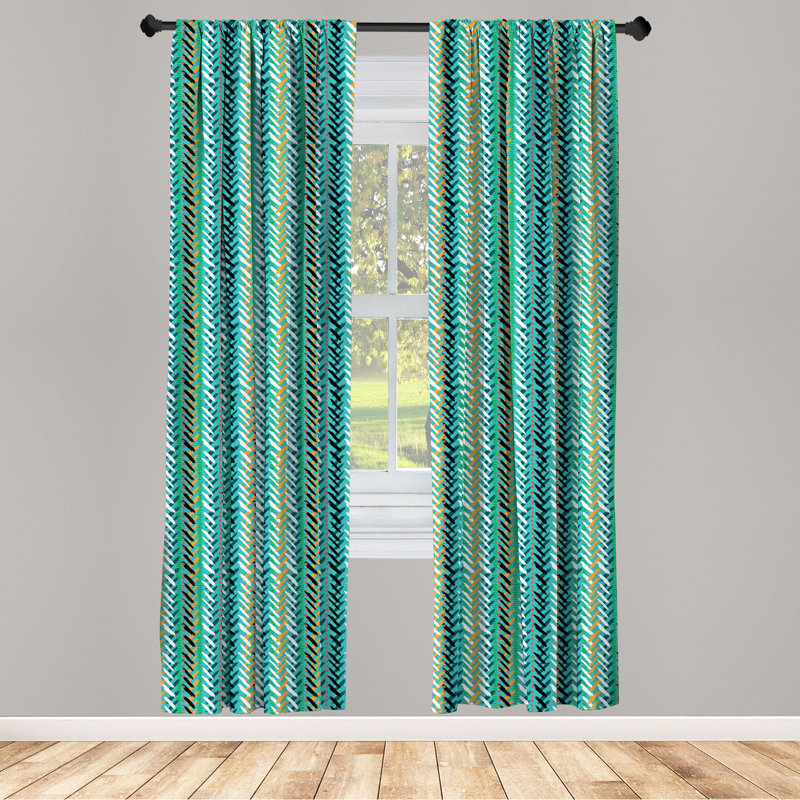 Geometric Semi-Sheer Rod Pocket Curtain Panels, 28" x 63"