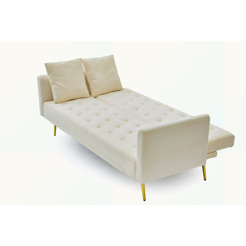 Twin 71'' Velvet Sofa, Beige Velvet