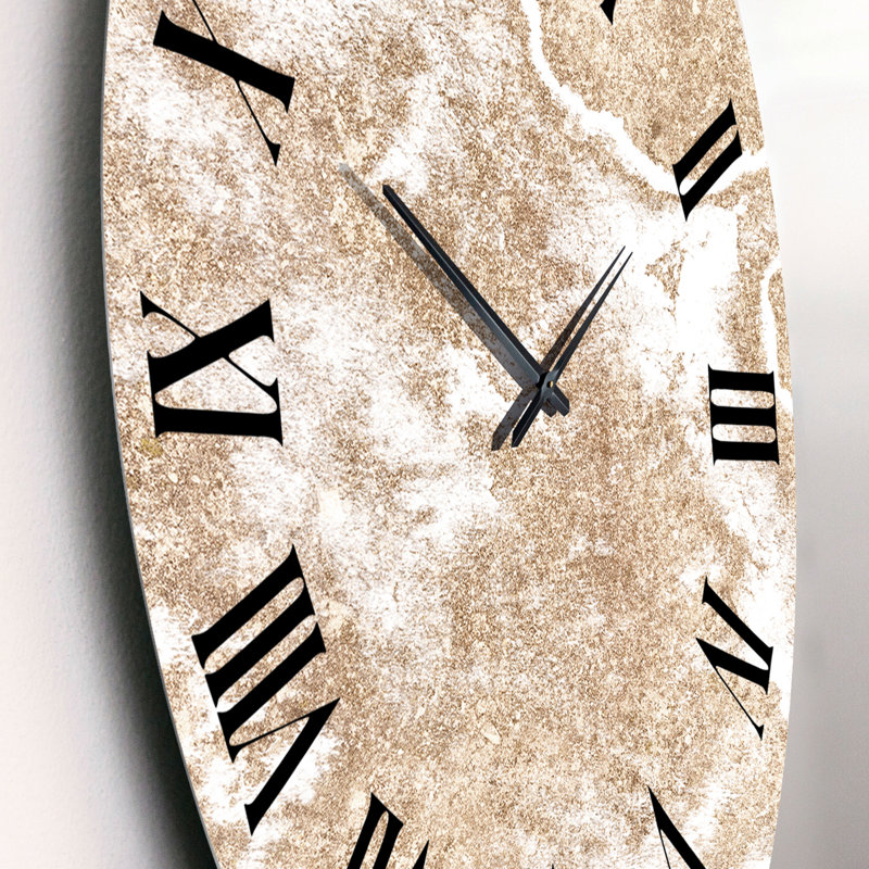 Art en marbre doré sur blanc - horloge murale moderne, Petit