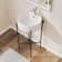 18.31" Round Console Sink with Faucet Hole, Bathroom Sink with Overflow,White Basin