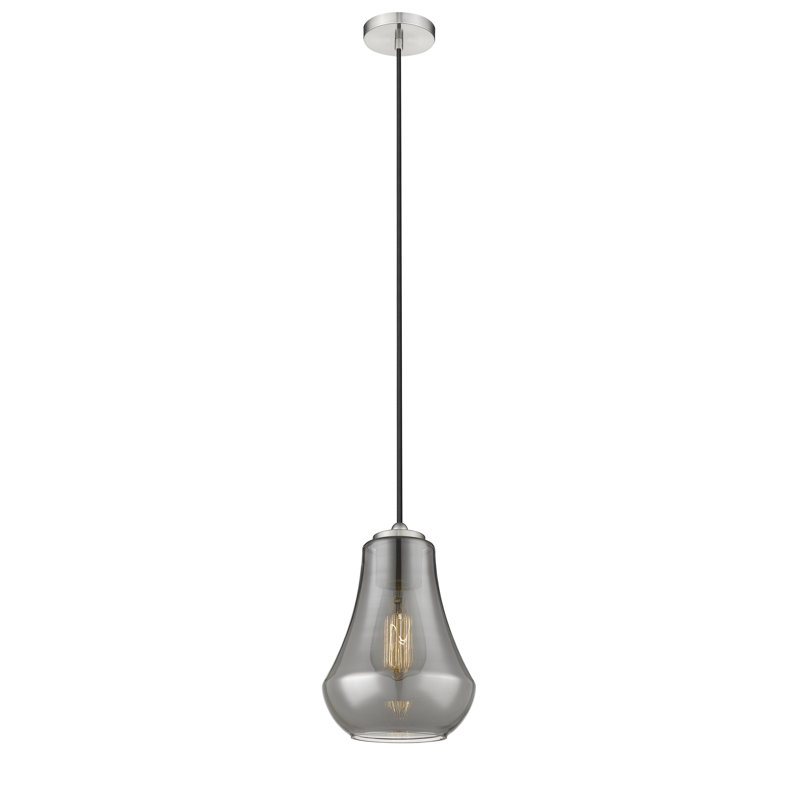 Luminaire suspendu en forme de cloche à 1 lumière Tilsworth, H 130,5 po x l 7 po x P 7 po, Fumée plaquée