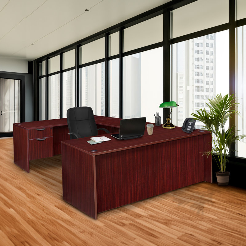 Bureau de direction en U Nevjana, H 71 po x l 106 po x P 71 po, Cerisier