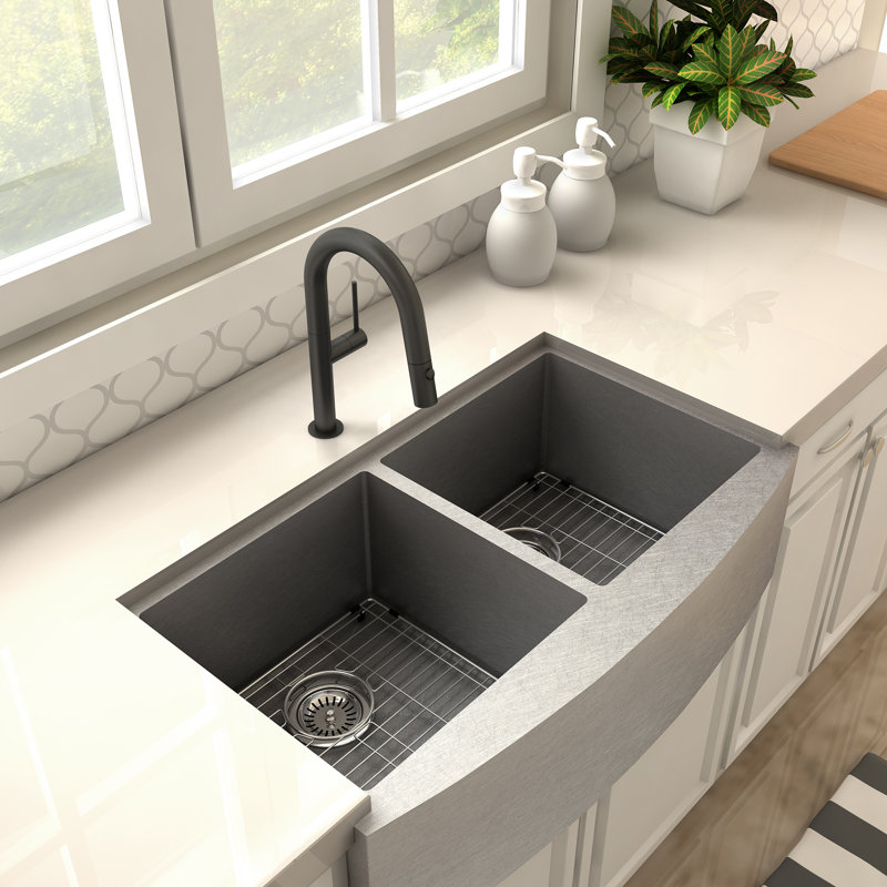 Voltaire Pull Down Single Handle Kitchen Faucet with Side Spray and Accessories, Matte Black