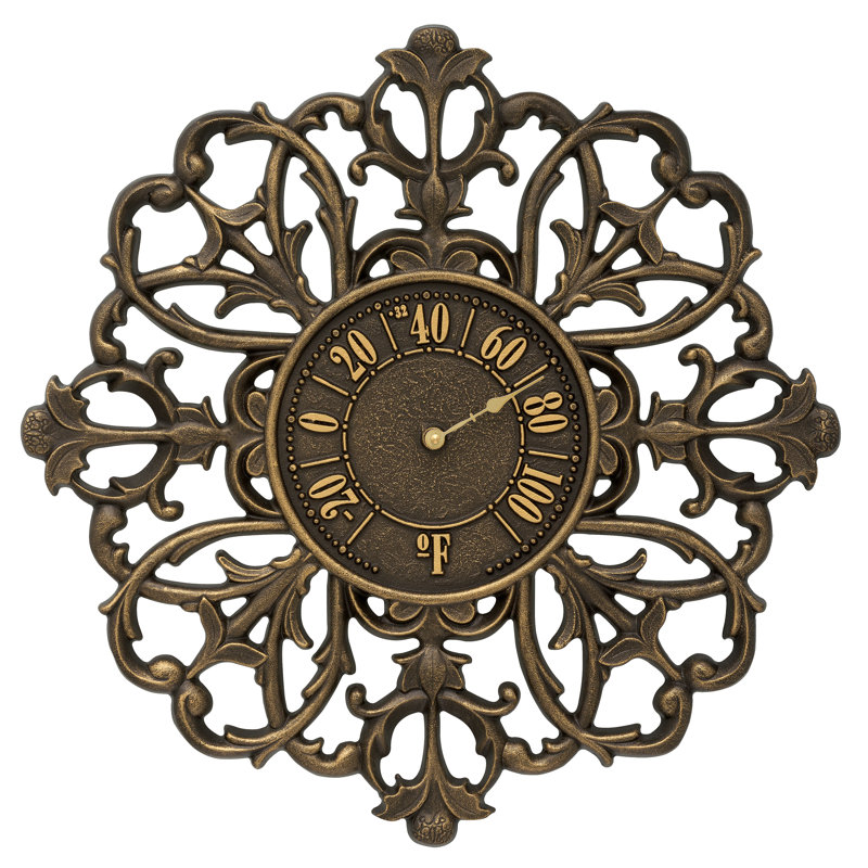 Thermomètre mural intérieur/extérieur filigree silhouette, Bronze français