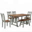 Ensemble de table de salle à manger en bois 6 pièces avec banc long et 4 chaises, style campagnard rustique pour les réunions de famille-349119561-349119925-349119927