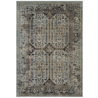 Tapis brun et bleu argenté Enye