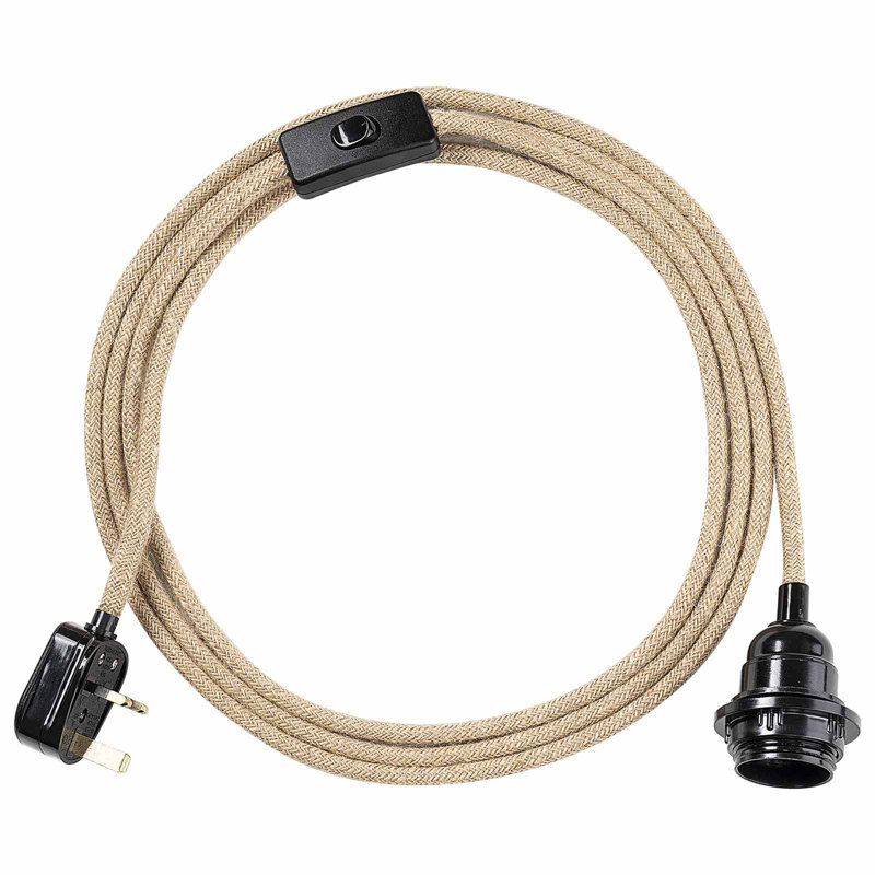 Elderfield 1 - Light Natural Plug in Hemp Rope Simple Pendant Without Lampshade