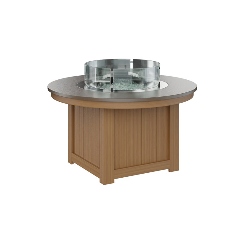 Foyer de table rond Berlin Gardens Donoma, H 25 po x l 44 po x P 44 po, Bronze martelé avec base en teck naturel