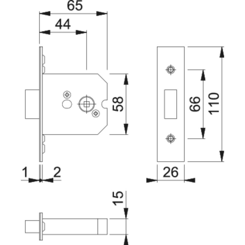 Latch Lock and Bolt, 5.8cm H x 1.5cm W x 6.5cm D