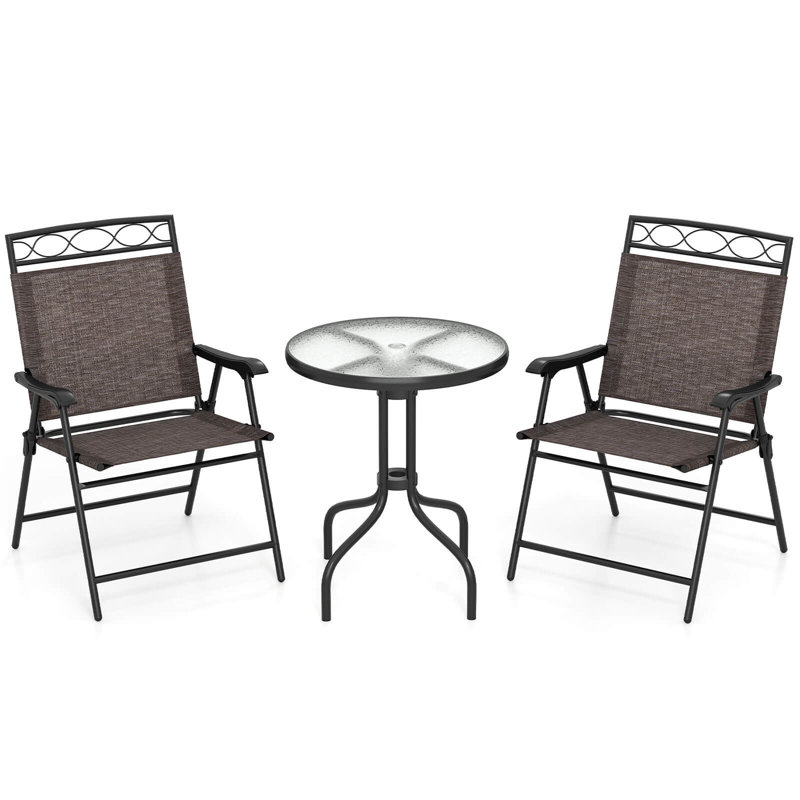 Ensemble de 3 pièces de mobilier de salle à manger bistro avec trou pour parasol 1,57 po