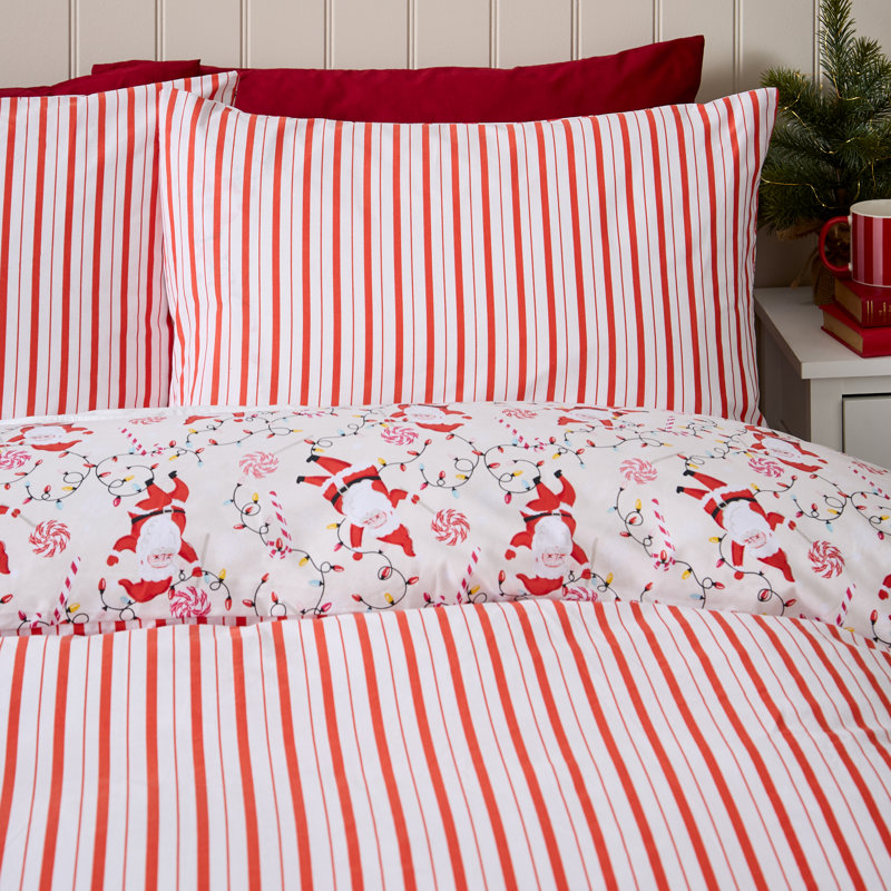 Christmas Santas Reversible Duvet Cover Set, Single Bed (135 x 200 cm)