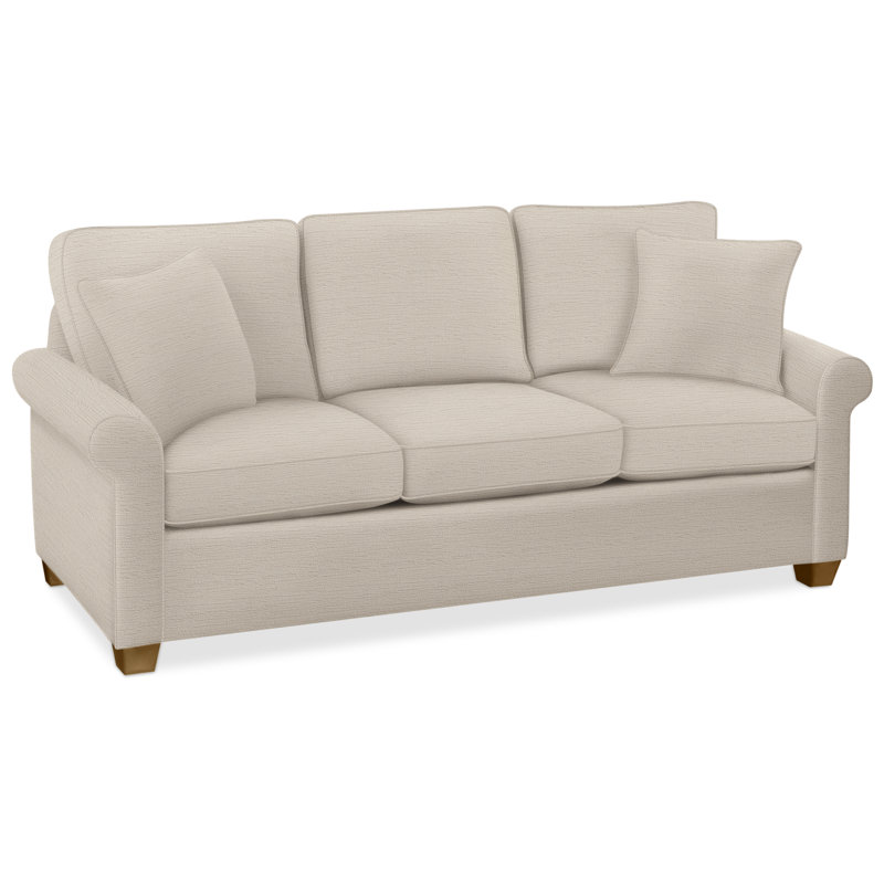 Park Lane Upholstered 81'' Sofa, Havana Finish, Innerspring Mattress, Beige Performance Fabric; 0851-73