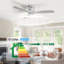 Ventilateur de plafond encastré à 3 pales en bois massif 52 po Sofucor Rachel-1114598820