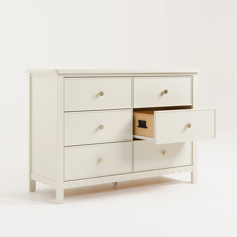 Sasha 6 Drawer Double Dresser, Frosted Oat